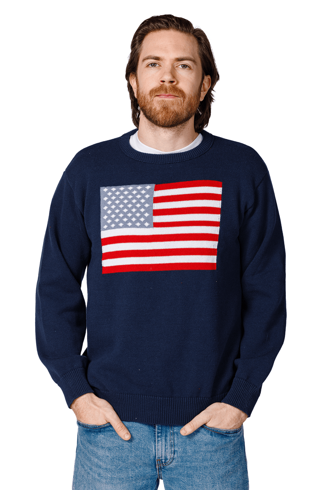 Unisex American Flag Knit Crew
